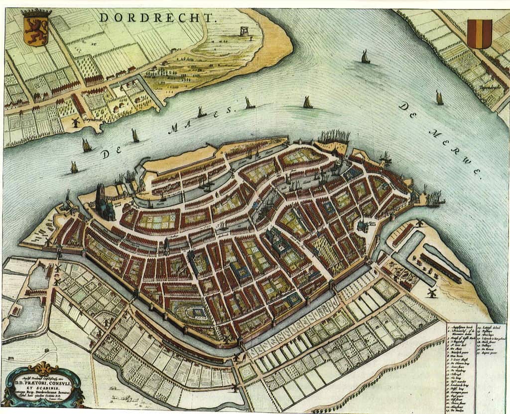 Map of Dordrecht from the atlas of Bleau, 1652.