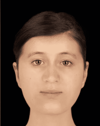 Reconstructie van het gezicht van het Trumpington-meisje. Credit: forensisch kunstenaar Hew Morrison.