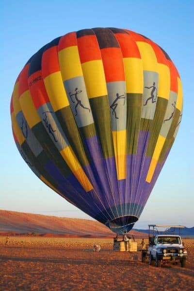 Preparations for a Hot air balloon flight it the Namib desert