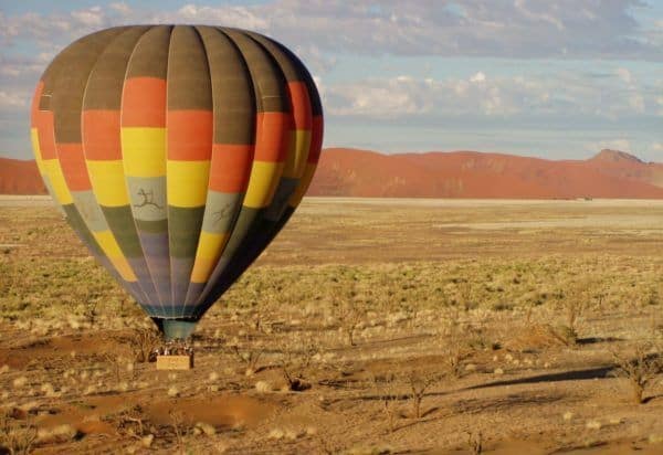 Hot air balloon over the Namib desert